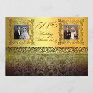 vintage two photos 50 anniversary invitations