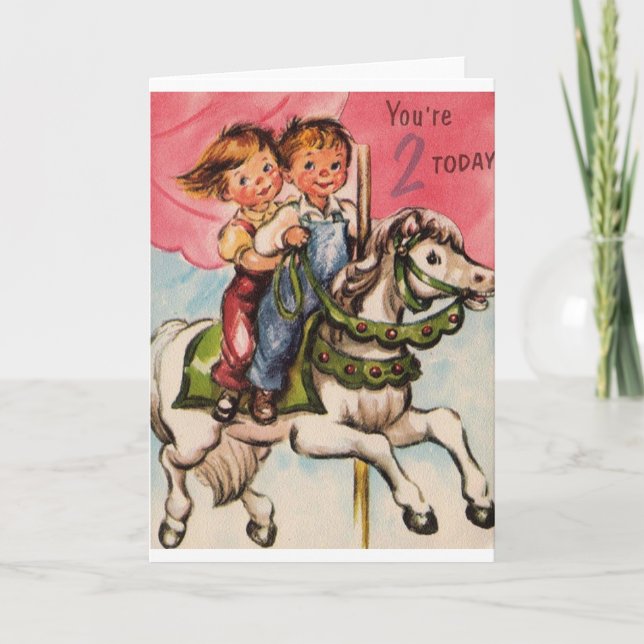 Vintage Two Year Old Birthday Card (Front)