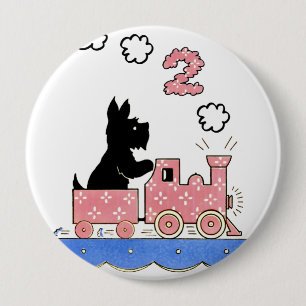 Vintage Two Year Old Girls Birthday Round Button