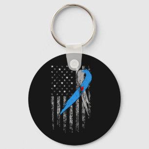 Vintage Type 1 T1d Diabetes Awareness Month Ribbon Key Ring