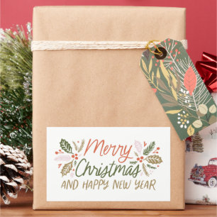 Vintage Type Holly Berry Christmas Rectangular Sticker