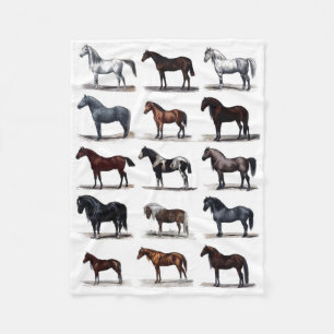 Vintage Types Of Horses Horse Breed Horseback Ridi Fleece Blanket