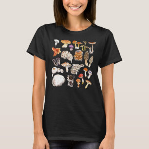 Vintage Types Of Mushroom Botanical Mushroom T-Shirt