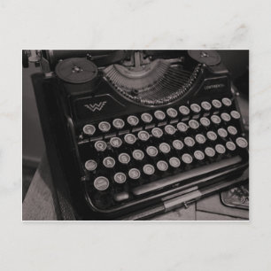 Vintage typewriter B&W Postcard