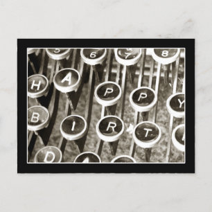 Vintage Typewriter Birthday Greeting Postcard