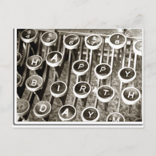 Vintage Typewriter Birthday Greeting Postcard