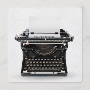 Vintage typewriter birthday party invite