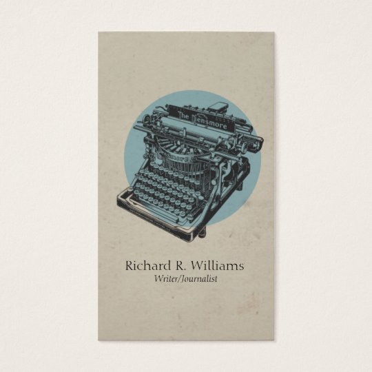 Vintage Typewriter Blue with Circle Business Card