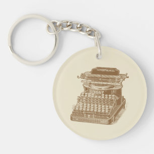 Vintage Typewriter Brown Type Writting Machine Key Ring