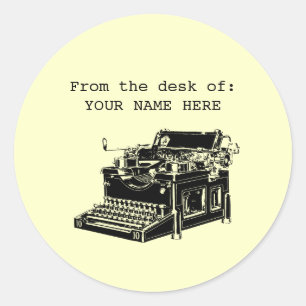 Vintage Typewriter Classic Round Sticker