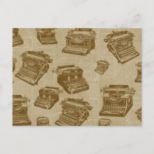 Vintage Typewriter Collage Postcard