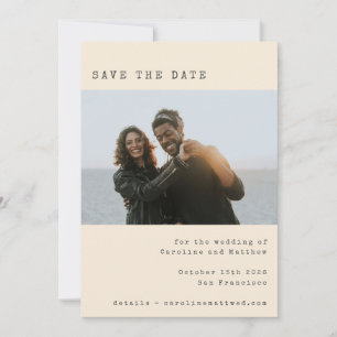 Vintage Typewriter Cream Minimalist Photo Wedding Save The Date