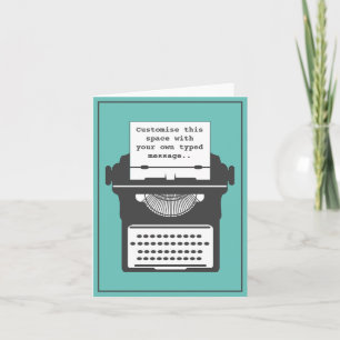 Vintage Typewriter Custom Message Teal Card