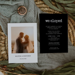 Vintage typewriter Elopement reception photo Invitation