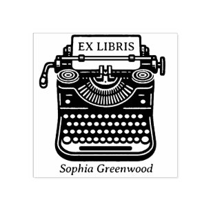 Vintage Typewriter -  Ex Libris Rubber Stamp