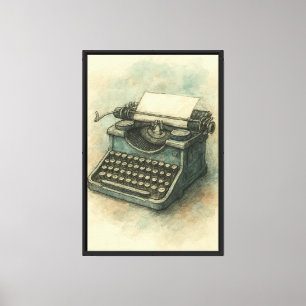 Vintage Typewriter Illustration Canvas Print