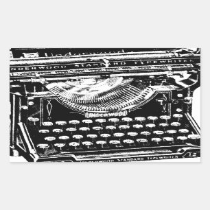 Vintage Typewriter Illustration Rectangular Sticker
