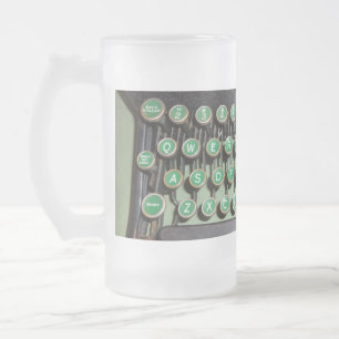 Vintage Typewriter Keyboard Frosted Glass Beer Mug
