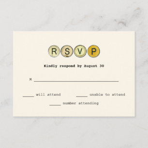 Vintage Typewriter Keys Wedding RSVP