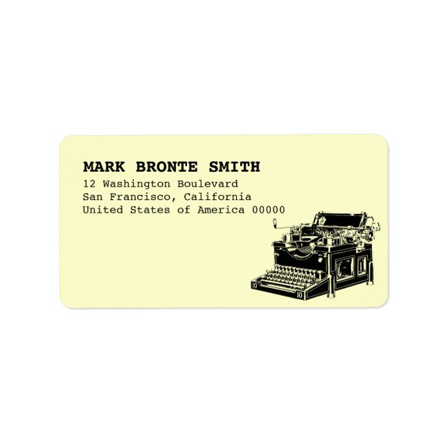 Vintage Typewriter Label Address (Front)