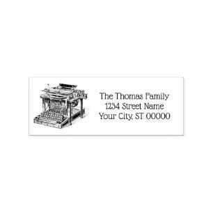 Vintage Typewriter Lithograph Name Return Address  Rubber Stamp
