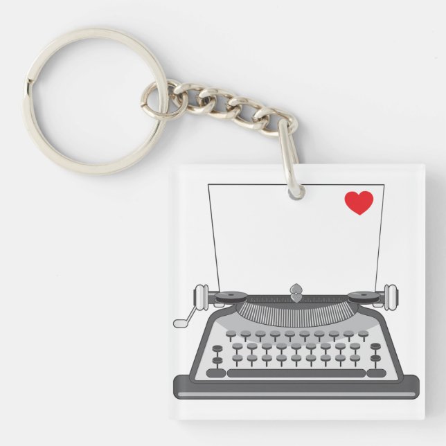 Vintage Typewriter Love Letter Key Ring (Front)