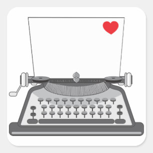Vintage Typewriter Love Letter Square Sticker