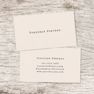 Vintage Typewriter Minimalist Simple Cream Business Card