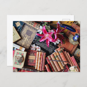 Vintage Typewriter & Old Books Postcard