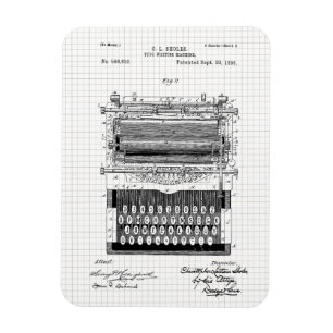 Vintage Typewriter Patent Illustration Magnet