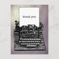 Vintage Typewriter Thank You Postcard