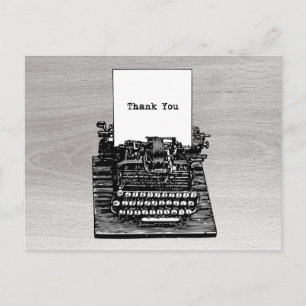 Vintage Typewriter Thank You Postcard