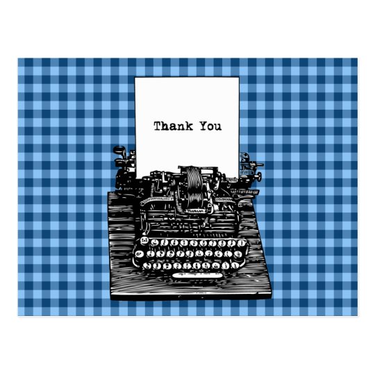 Vintage Typewriter Thank You Postcard