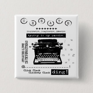 Vintage Typewriter Typing Is My Passion Button Pin
