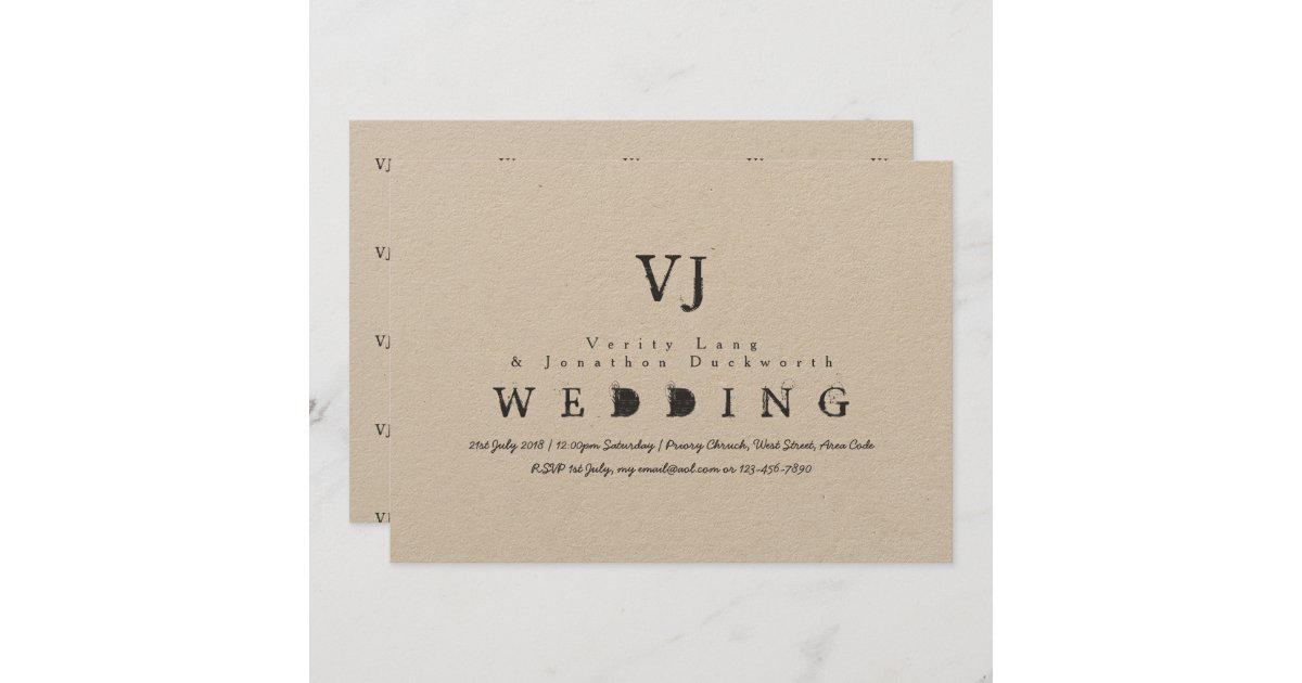 Vintage Typewriter Wedding Invite Kraft Ink Grunge Zazzle