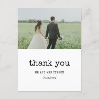 Vintage typewriter wedding photo thank you