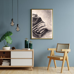 Vintage Typewriter with Diamond Ring – Romantic Poster
