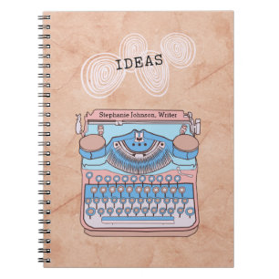 Vintage Typewriter with Swirling Writer Ideas Notebook