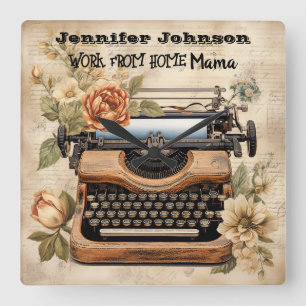 Vintage Typewriter Work From Home Mum Wall Clock