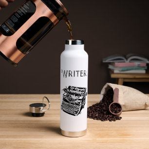 Vintage Typewriter Writer Ink Drawing Sketch Water Bottle