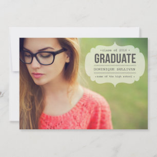 Vintage Typewritten Label   Graduation Invitation