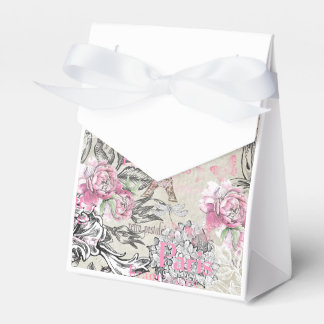 Vintage typo black pink floral Paris Eiffel Tower Favour Box