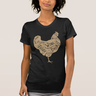 Vintage typographic chicken butcher cuts diagram T-Shirt