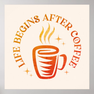 Vintage typographic design with coffee cup. poster