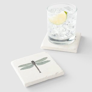 Vintage Typographic Dragonfly Illustration Stone Coaster