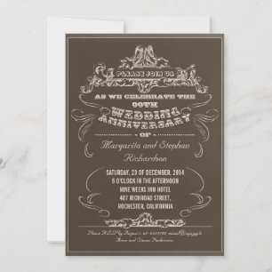 vintage typography aged anniversary invitations