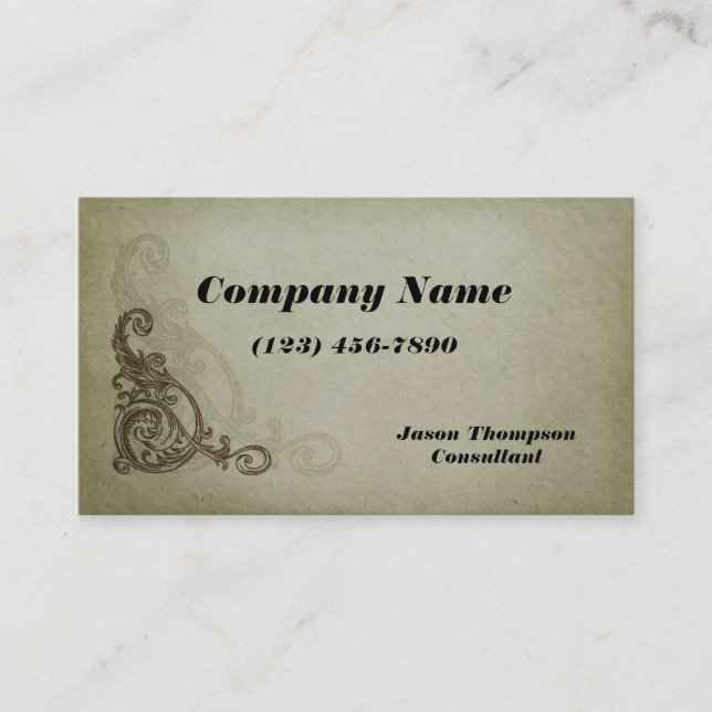 Vintage Typography Aged Paper Business Card (Front)