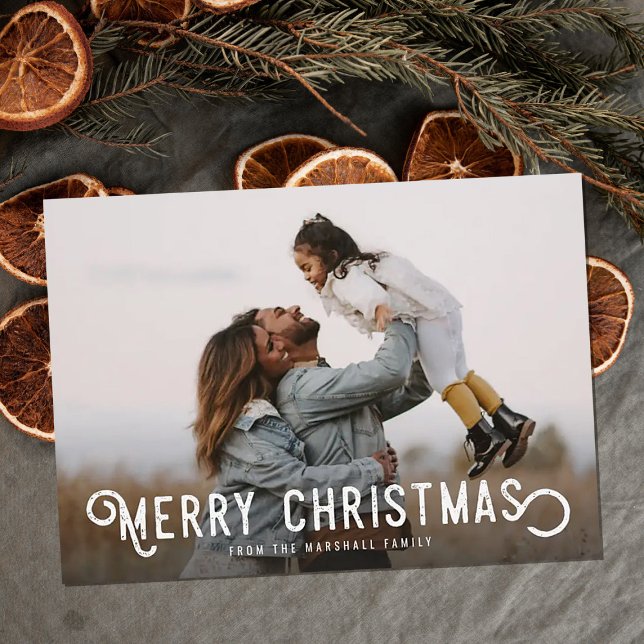 Vintage Typography and Oranges Merry Christmas Holiday Card (Creator Uploaded)