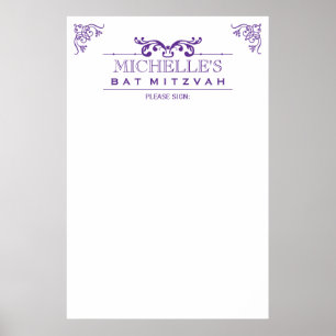Vintage Typography Bar-Bat Mitzvah Sign-In Poster