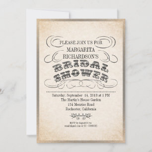 vintage typography bridal shower invitations